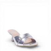 Women Silver Leather Heels #4860