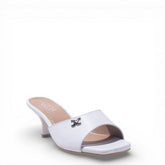 Women White Leather Heels #4865