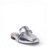 Women Silver Leather Mules #4868