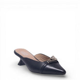 Women Black Leather Mules #4872