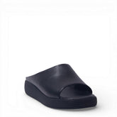 Women Black Leather Wedges #4876