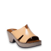 Women Beige Leather Wedges #4932
