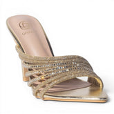 Europeon Union Women Gold Cloth Heels #4958