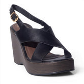 Europeon Union Women Black Cloth Sandal #4970