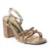 Europeon Union Women Gold Glitter Heels #4978