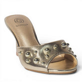 Europeon Union Women Gold Leather Heels #4990