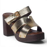 Europeon Union Women Gold Leather Wedges #5017