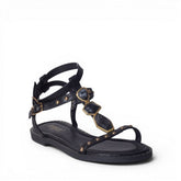 Europeon Union Women Black Leather Sandal #5022