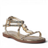 Europeon Union Women Gold Leather Sandal #5023