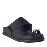 Europeon Union Women Black Leather Slipper #5030