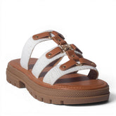 Europeon Union Women White Cloth Wedges #5047