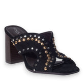 Europeon Union Women Black Chamois Heels #5059