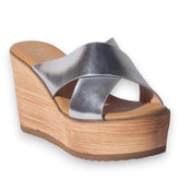 Europeon Union Women Silver Leather Wedges #5100