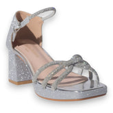 Europeon Union Women Silver Glitter Heels #5102