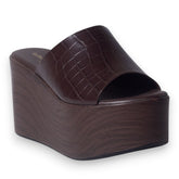 Europeon Union Women Brown Leather Wedges #5115