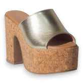 Europeon Union Women Gold Leather Wedges #5116