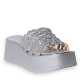 Europeon Union Women Silver Glitter Wedges #5127