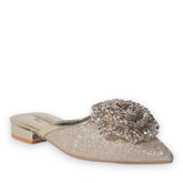 Europeon Union Women Gold Glitter Mules #5144