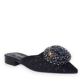 Europeon Union Women Black Glitter Mules #5146