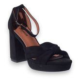 Europeon Union Women Black Chamois Wedges #5153