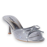 Europeon Union Women Silver Glitter Heels #5177