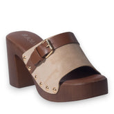 Europeon Union Women Beige Chamois Wedges #5193
