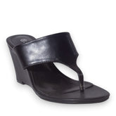 Europeon Union Women Black Leather Wedges #5231