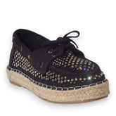 Europeon Union Women Black Chamois Espadrilles #5246