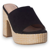 Europeon Union Women Black Chamois Heels #5252