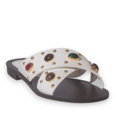 Europeon Union Women White Leather Slipper #5281