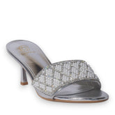 Europeon Union Women Silver Glitter Heels #5305