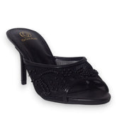 Europeon Union Women Black Cloth Heels #5308