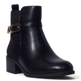 European Union Women Black Leather Half Boot #5448