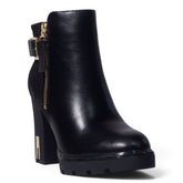 European Union Women Black Leather Half Boot #5454