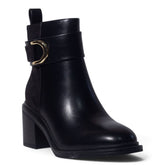 European Union Women Black Leather Half Boot #5463