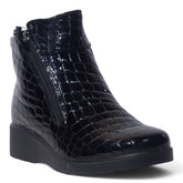 Italian Women Black Vernis Leather Half Boot #5532