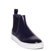 Italian Men Dark Blue Leather Half Boot #3592