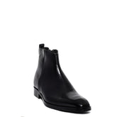 Italian Men Black Leather Half Boot #3622