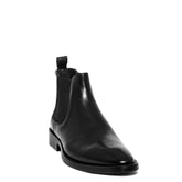 Italian Men Black Leather Half Boot #3671