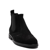 Italian Men Black Chamois Half Boot #3784