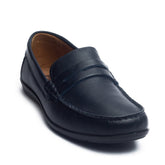 Italian Men Dark Blue Leather Espadrilles #4048