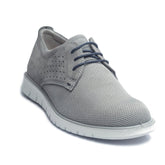 Italian Men Grey Leather * Chamois Shoes #4054