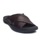Italian Men Brown Leather Slipper #4073