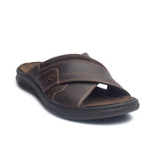 Italian Men Brown Leather Slipper #4075