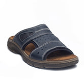 Italian Men Navy Leather Slipper #4082
