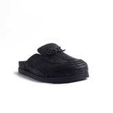 Italian Men Black Leather Slipper #4171