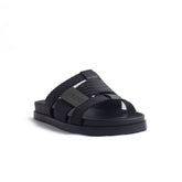 Italian Men Black Leather Slipper #4172