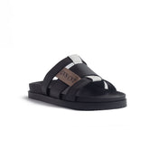 Italian Men Black Leather Slipper #4173