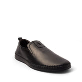 Men Black Leather Espadrilles #4436