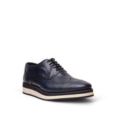 Men Navy Leather Shoes #4528